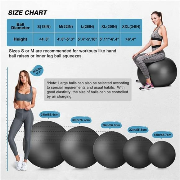 Exercise Ball Yoga Ball, Thick Anti-Slip Pilates Ball, Anti-Burst Fitness Ball - Picture 5 of 7